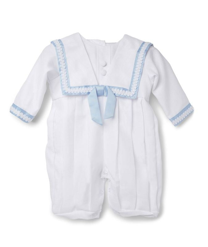 Baby Boys White Christening Romper with Hat - William - White