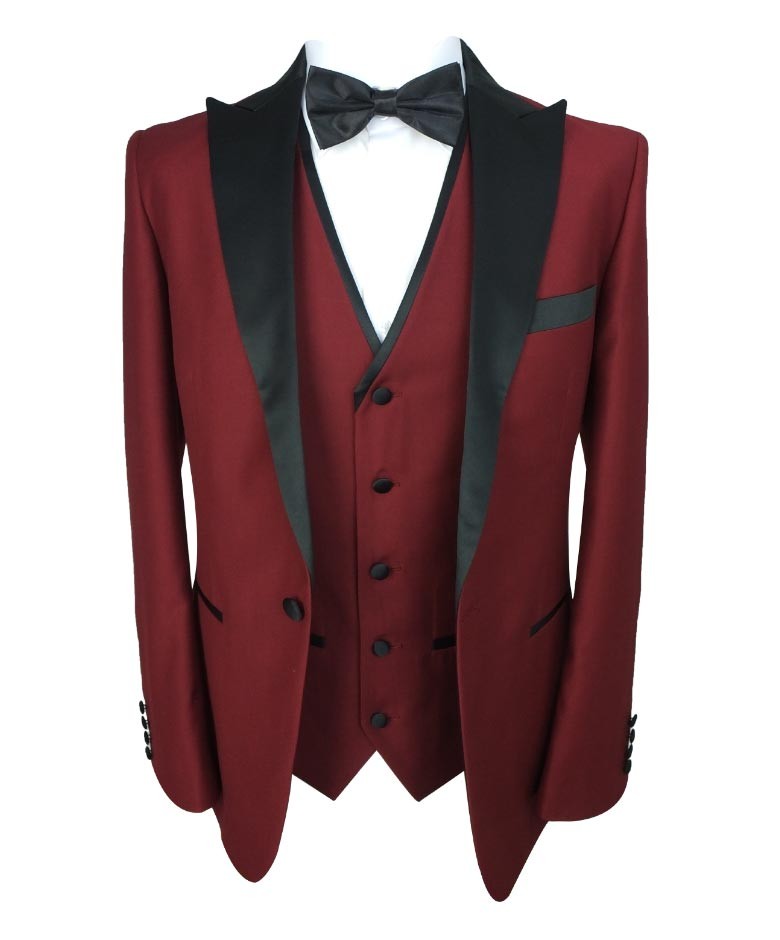 Men's Burgundy Tuxedo Dinner Suit - REGENT - Burgundy