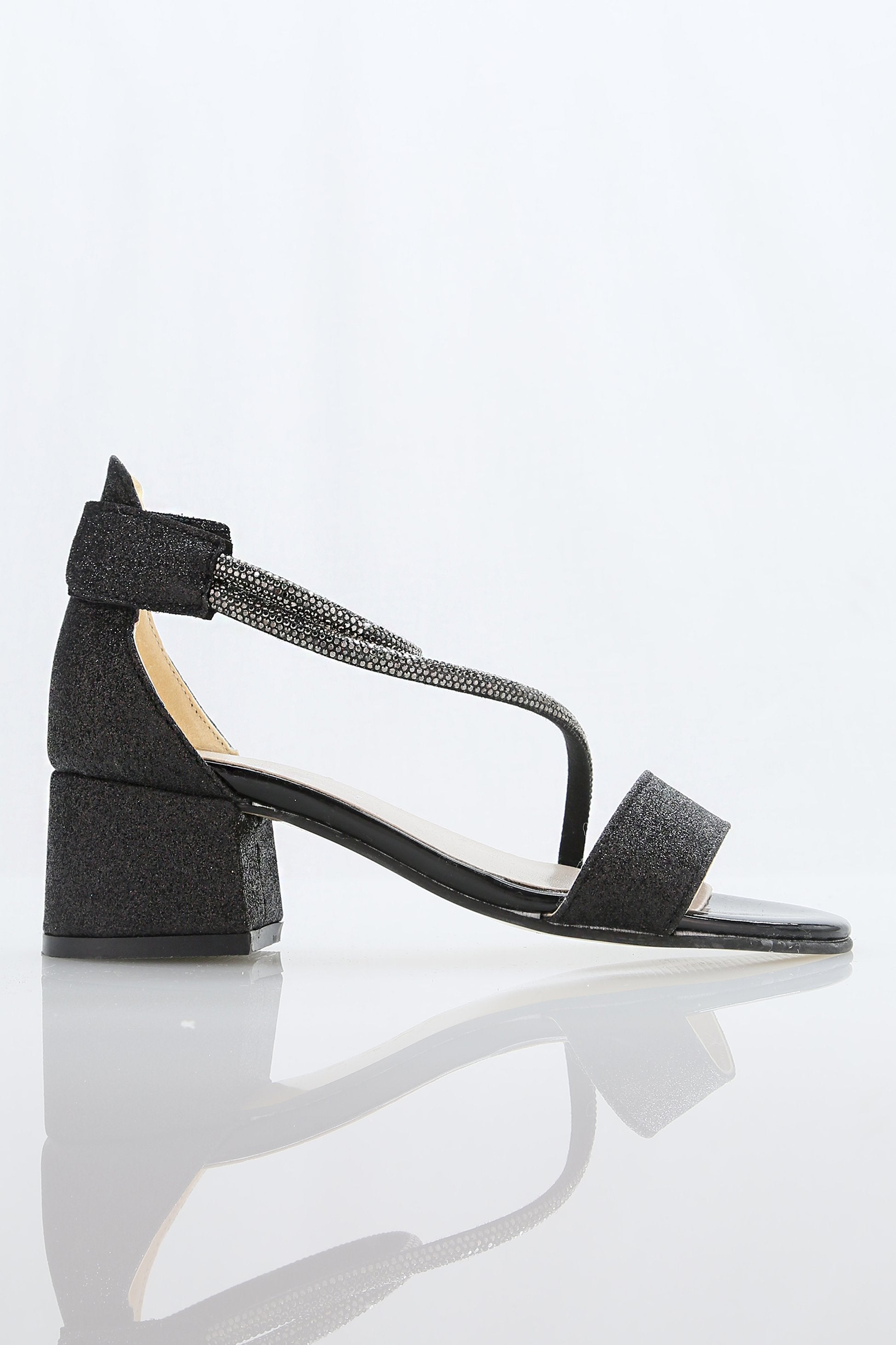 Mädchen Blockabsatz Sandalen mit Strass Kreuzriemen - DAZZLE - Schwarz