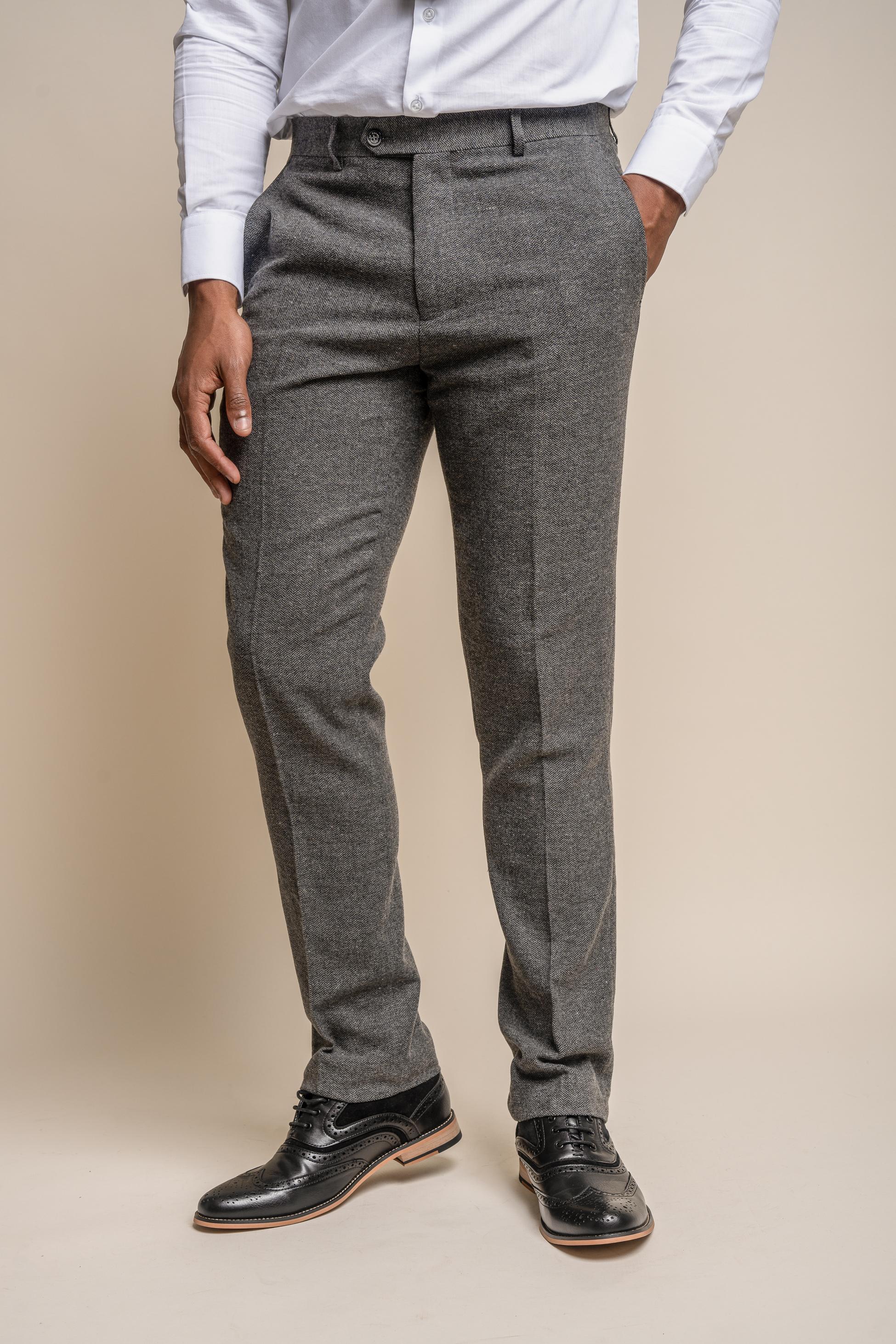 Pantalon en tissu chevron ajusté pour hommes - MARTEZ - Gris