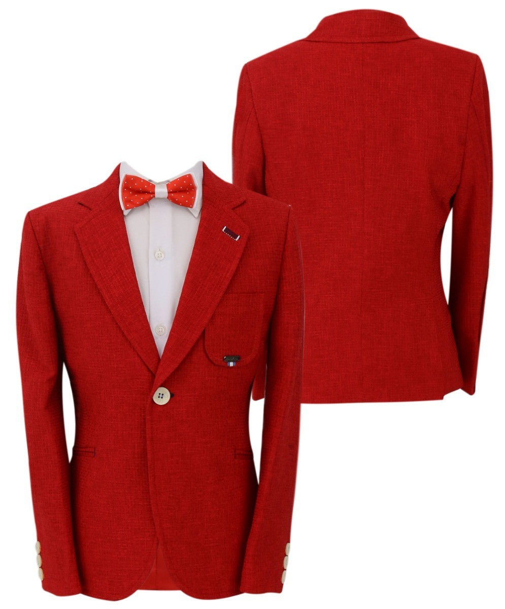 Jungen Twill Einreihiger Slim Fit Blazer - TERRY - Rot