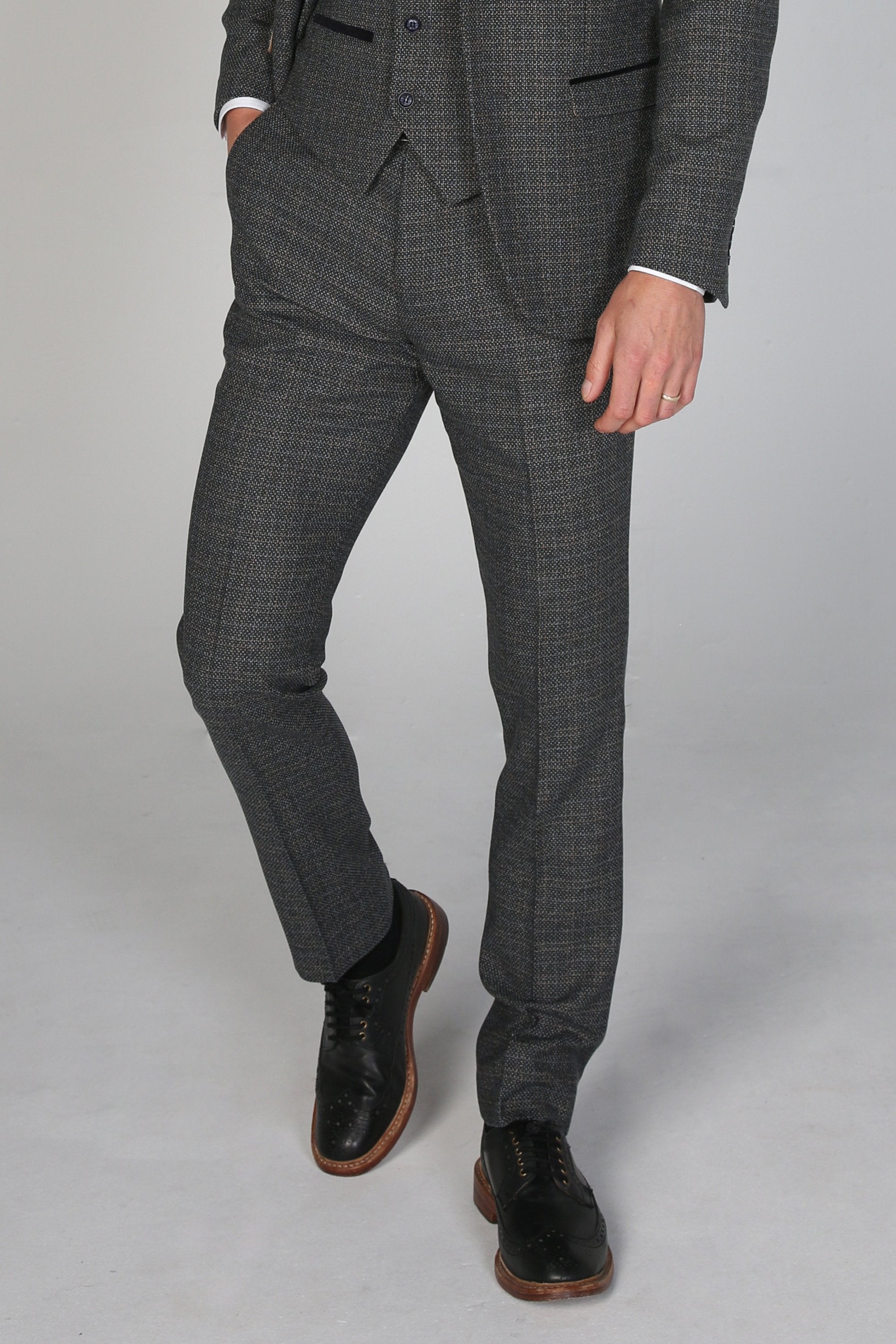 Men'S Tweed-like Formal Trousers - RALPH - Grey