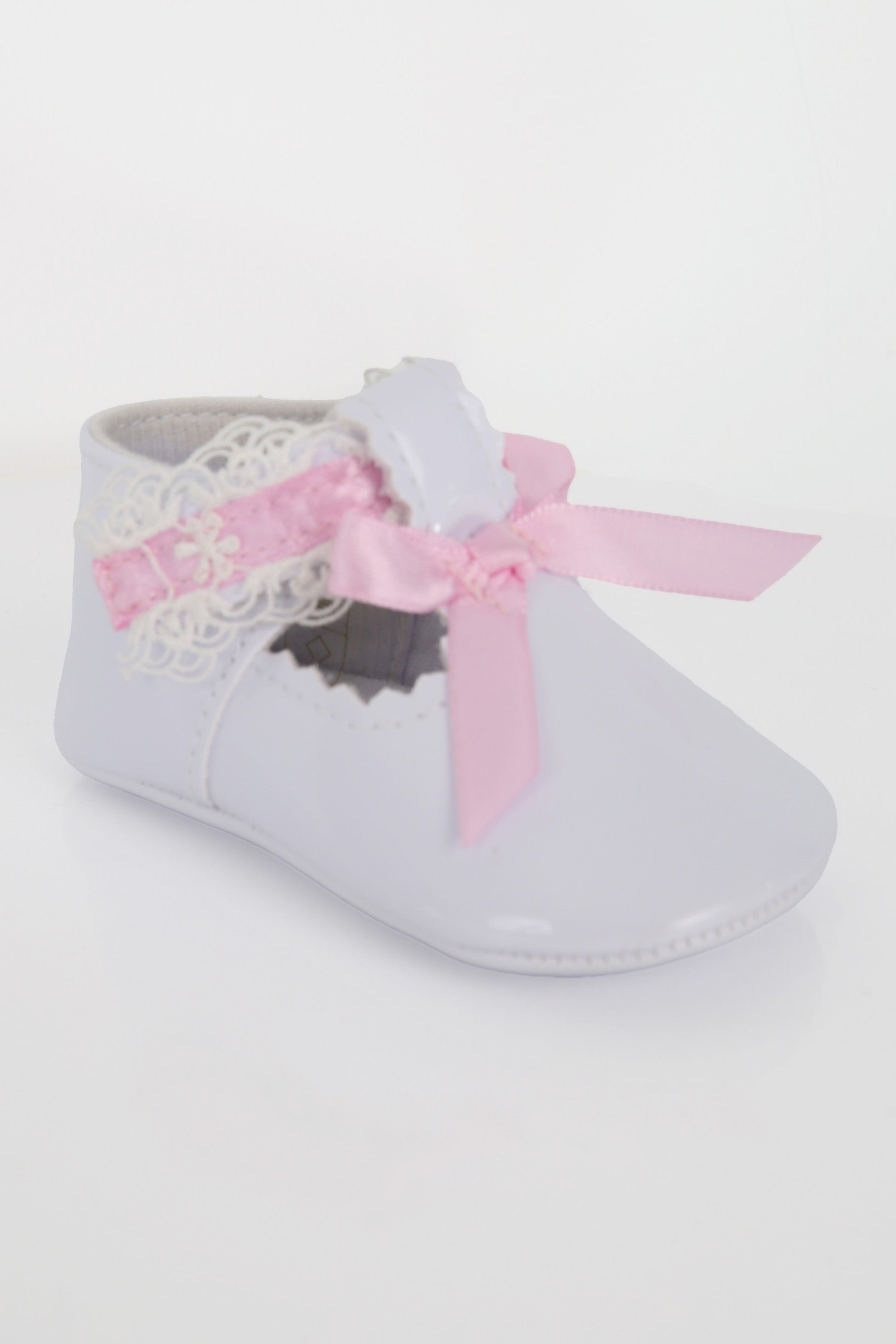 Baby Mädchen Lack Taufschuhe mit Spitzendetails - VALENTINA - Weiß