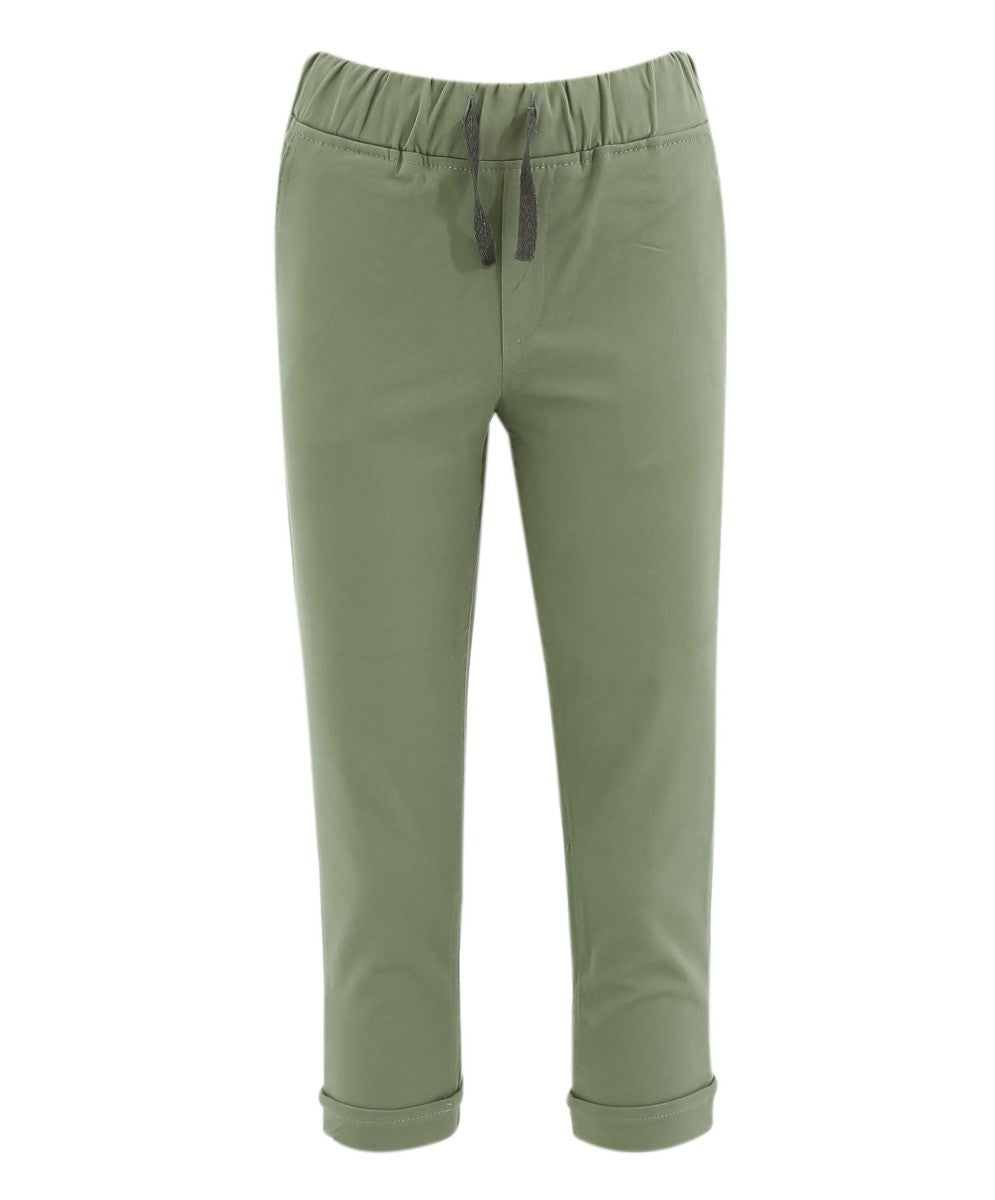 Pantalons Chino en Coton Élastique pour Garçons - ENZO - Vert Sauge