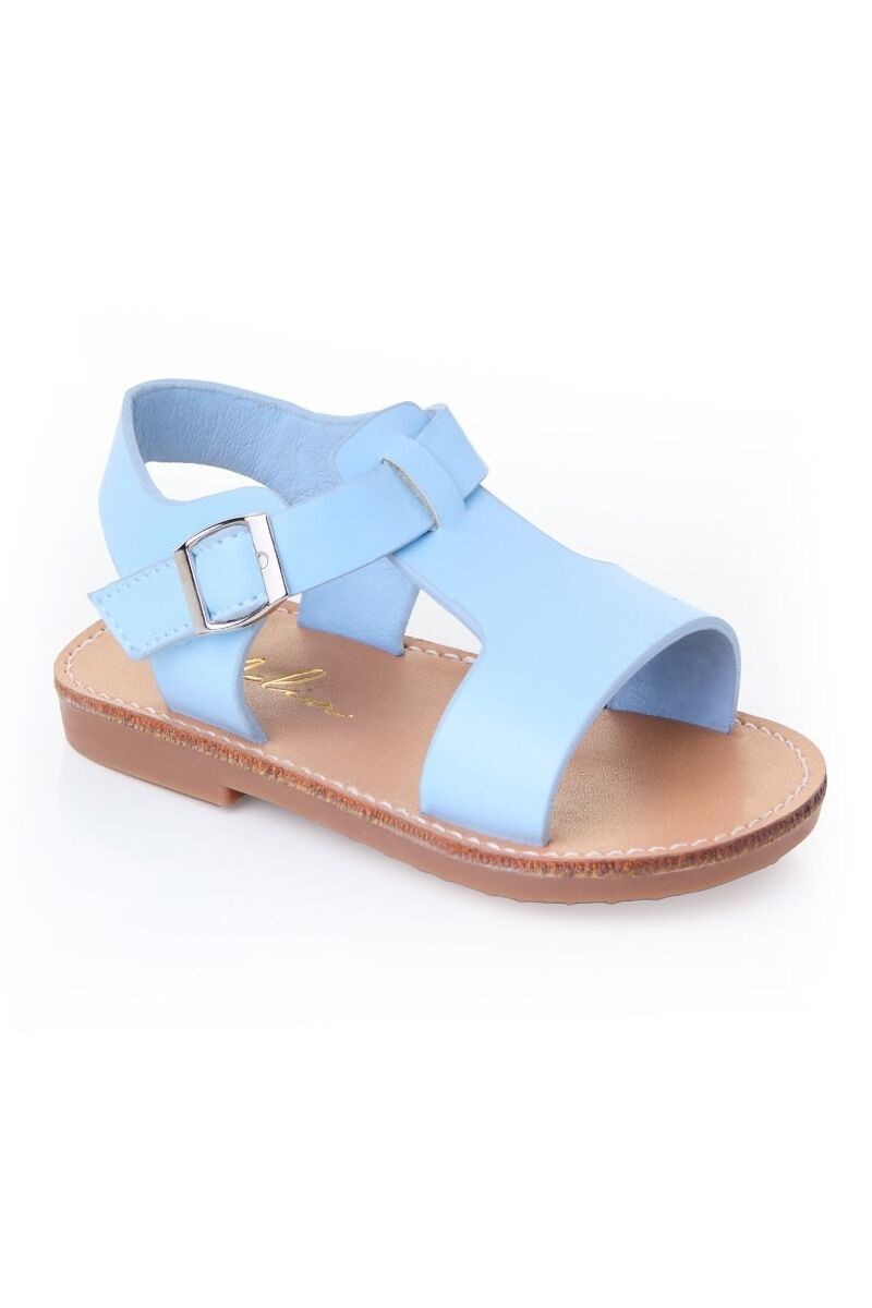 Little Girls’ T-Bar Sandal Shoes with Buckle Closure - WYATT - Blue