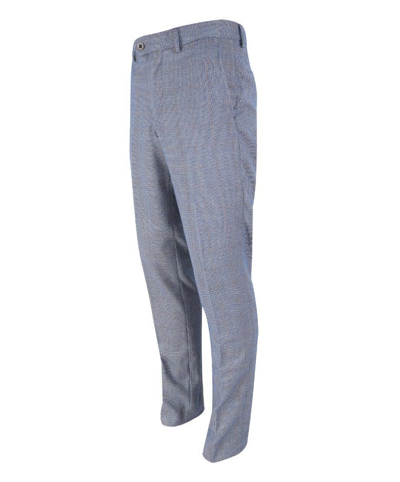 Herren Slim Fit Tweed Karo Hose - DELRAY - Blau