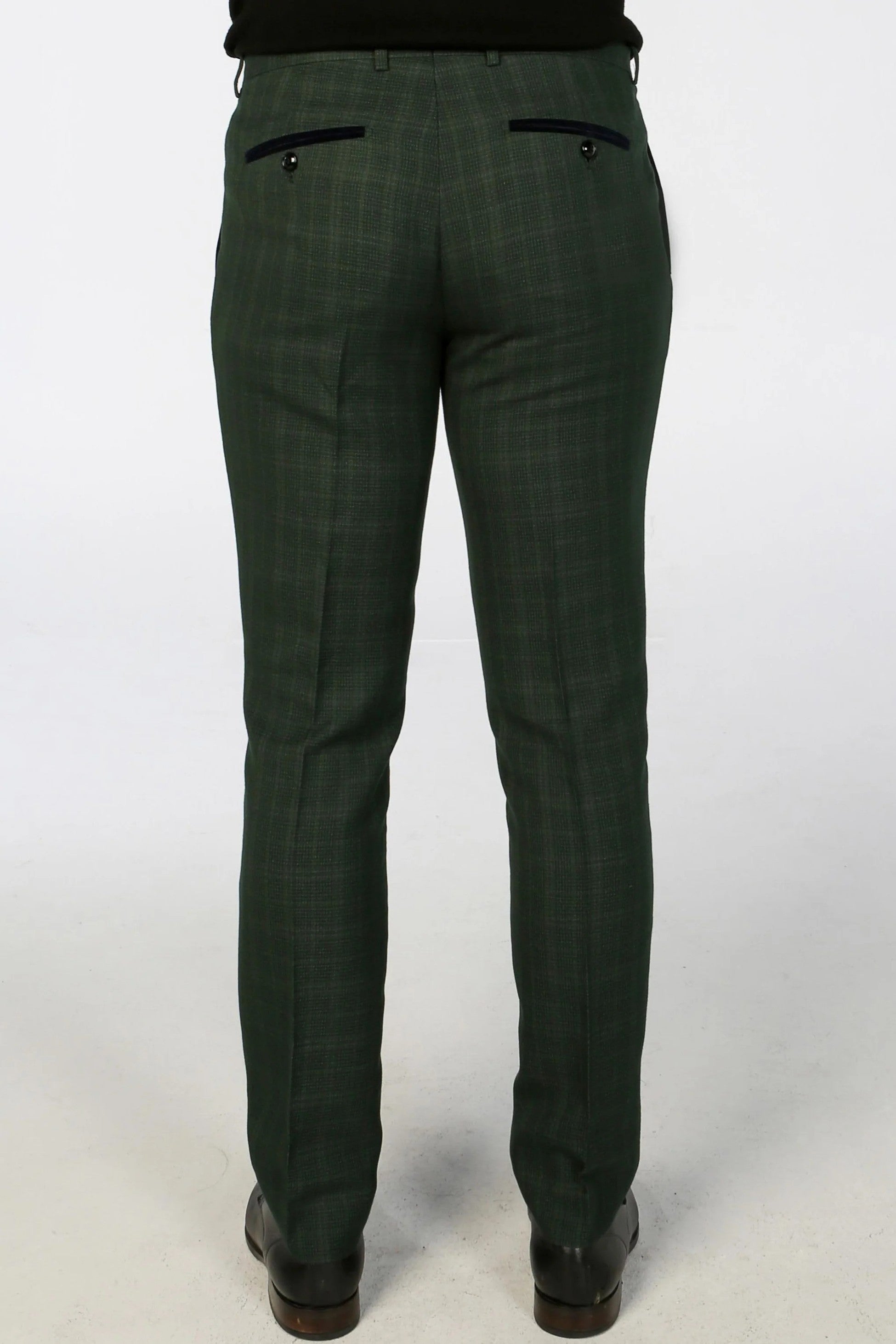 Men’s Tailored Fit Check Trousers – LEO - Green