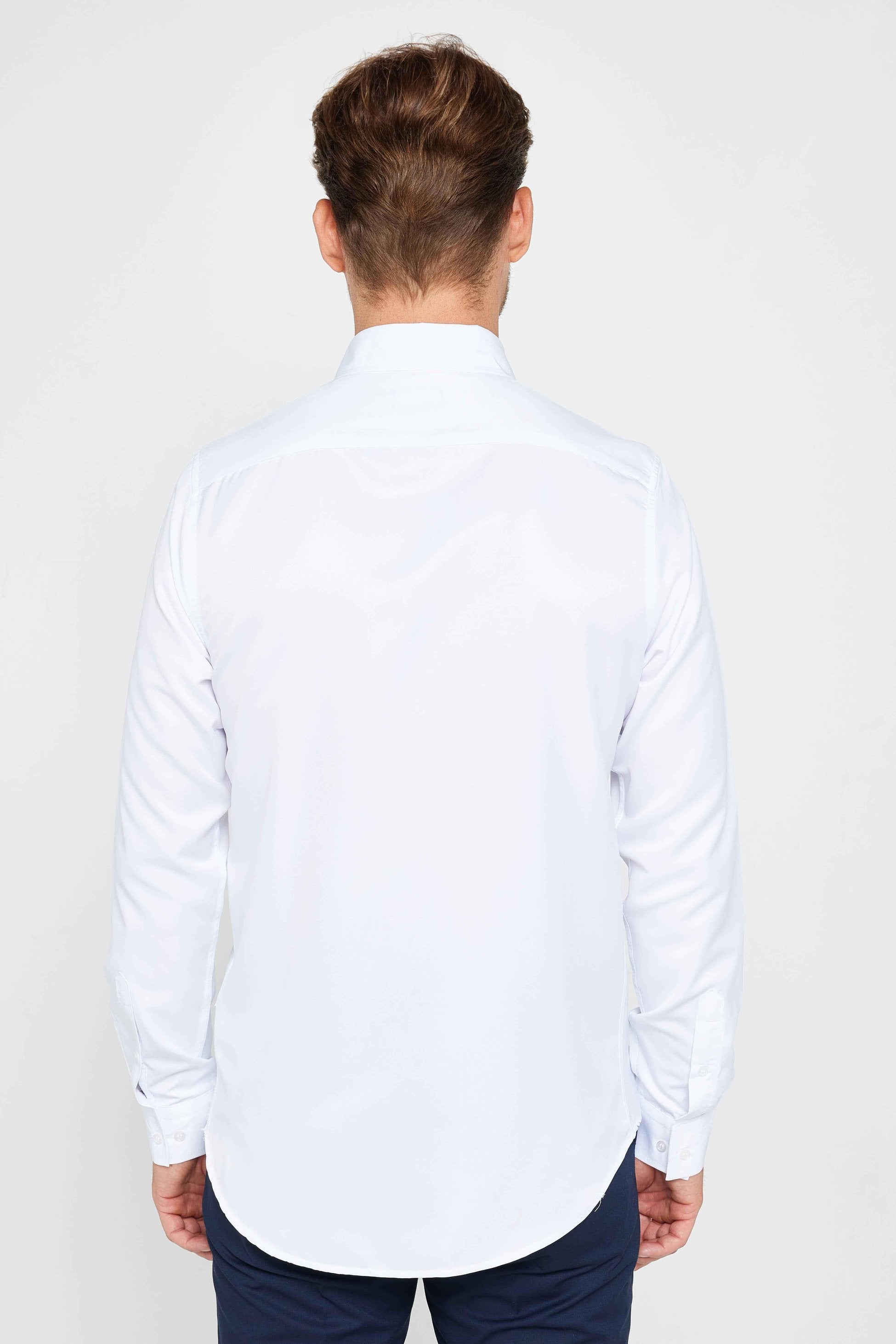 Chemise habillée à manches longues ajustée - POLY - Blanc