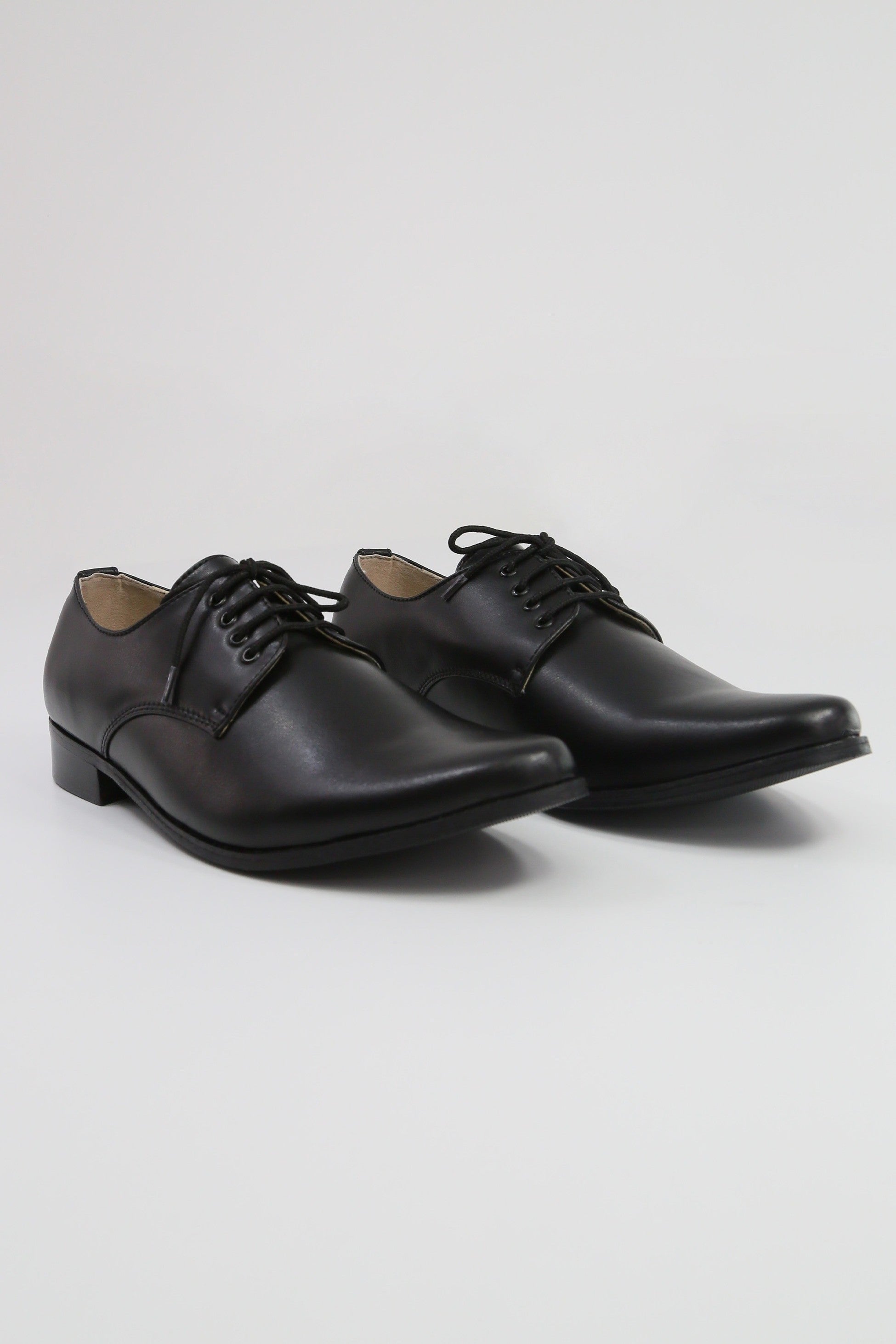 Boys Matte Leather Derby Shoes - GEORGE - Black