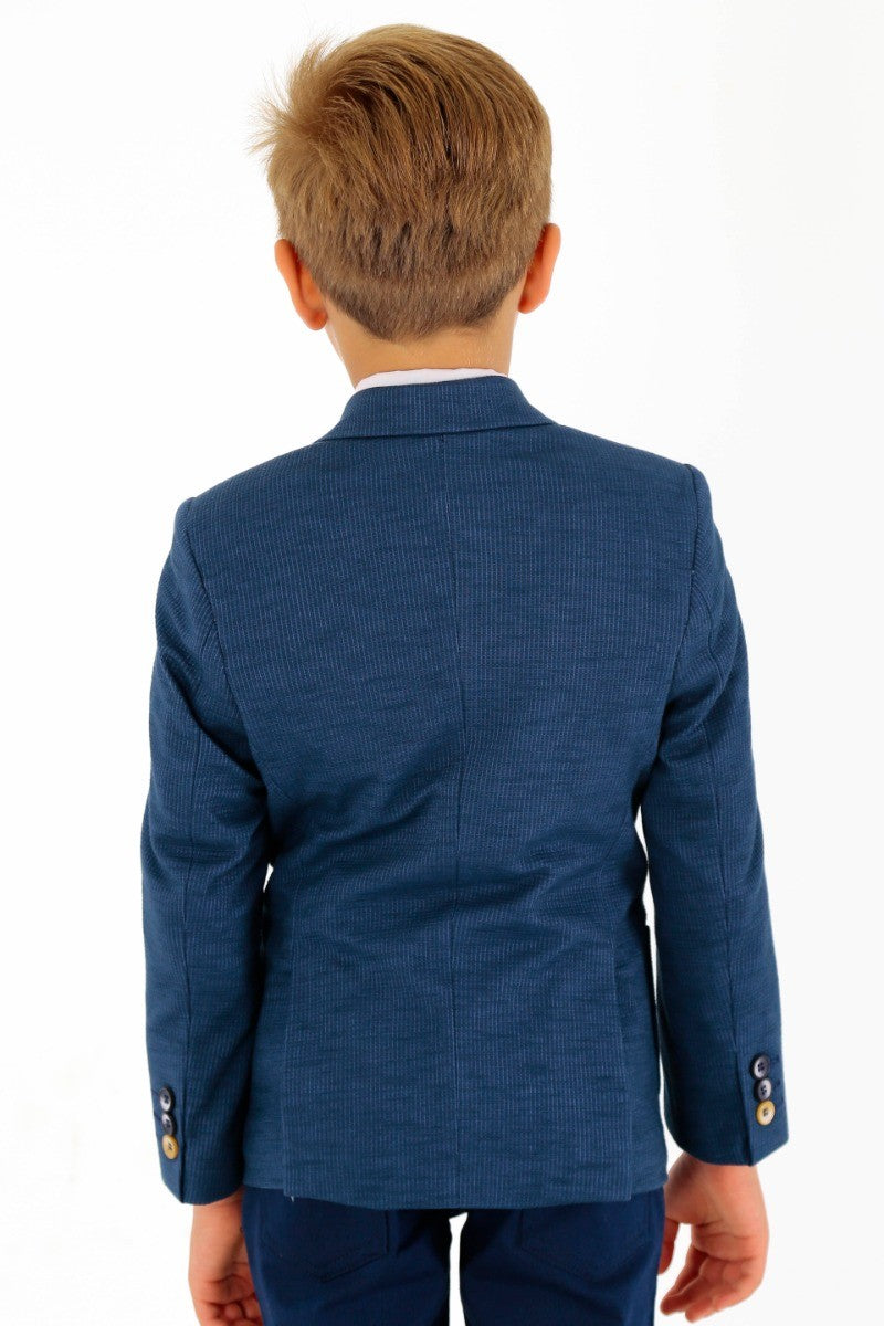 Blazer Formel en Tissu Twill Slim Fit pour Garçons - Bleu Marine