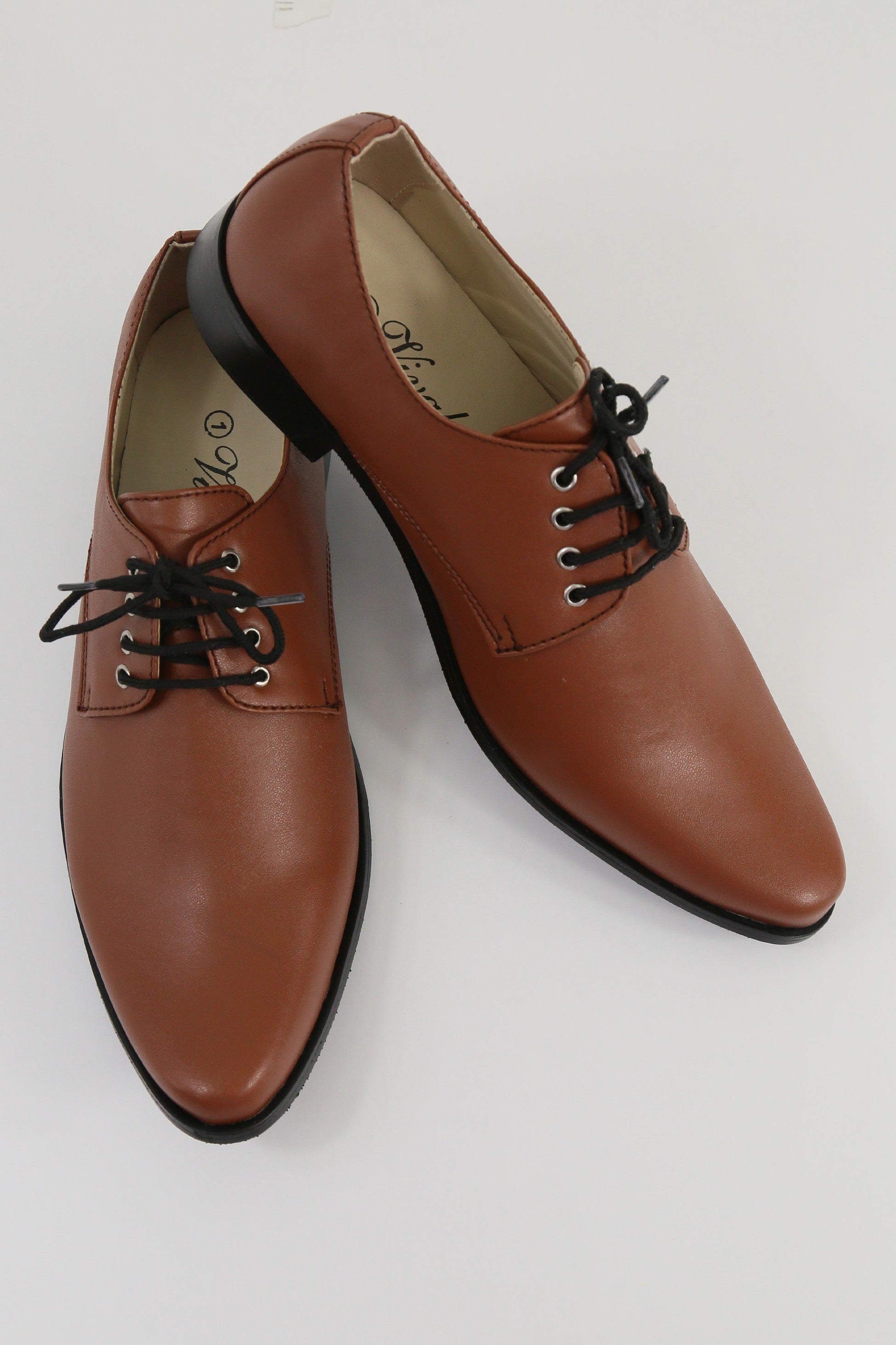 Chaussures Derby en cuir mat pour garçons - GEORGE - Marron