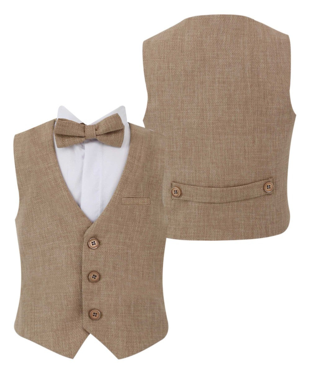 Jungen Einreihiges Westenanzug-Set - POLPERRO - Beige