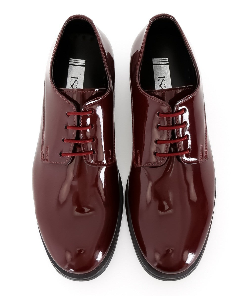 Boys Derby Patent Lace Up Formal Shoes - Burgundy