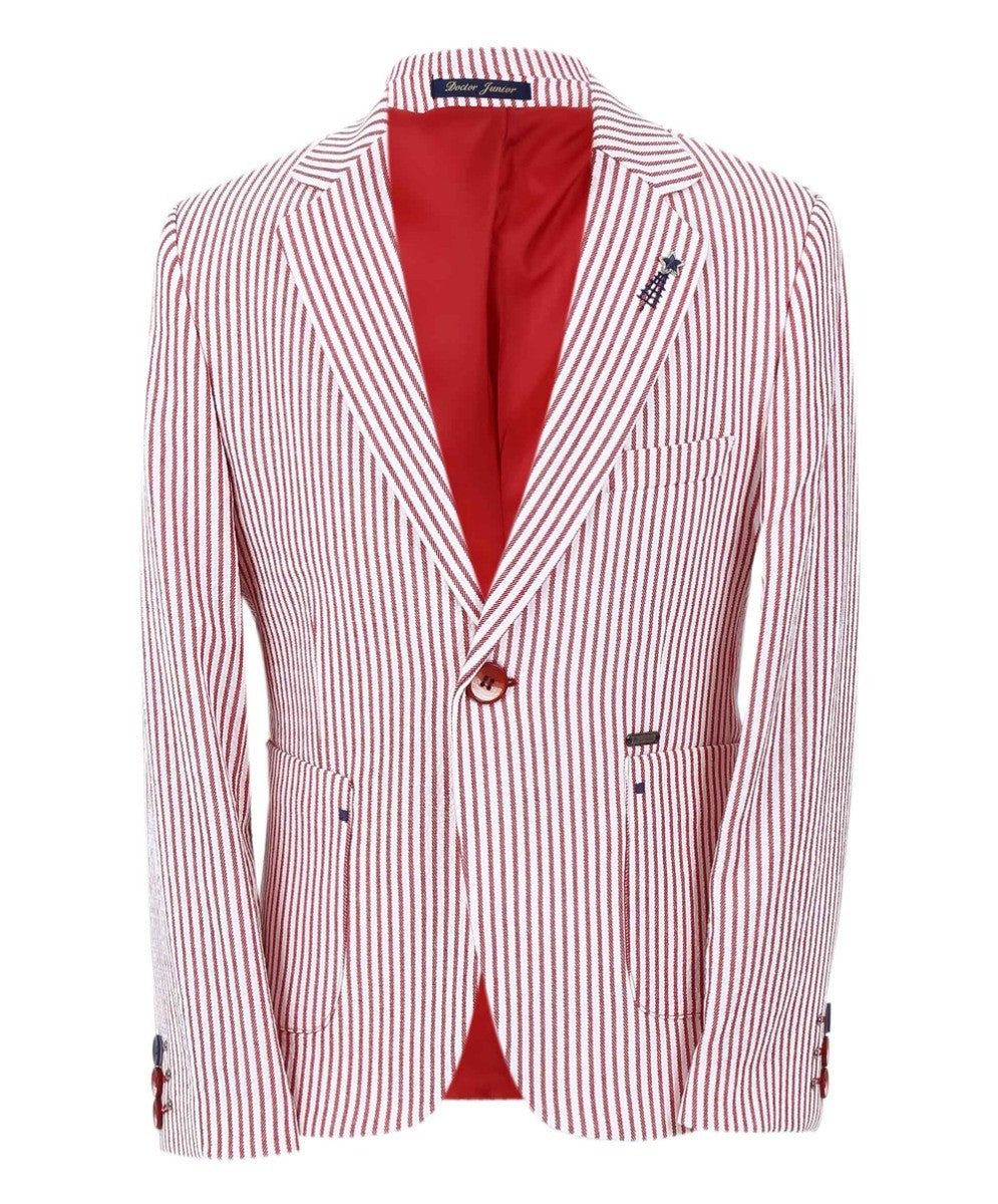 Jungen Slim Fit Nadelstreifen Boating Blazer - Rot