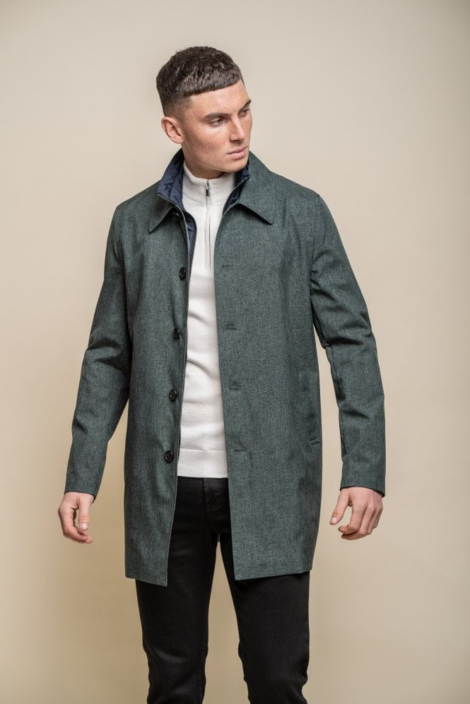 Manteau Midi Geke avec Fermeture Éclair Amovible pour Homme - BRANDO - Vert Olive