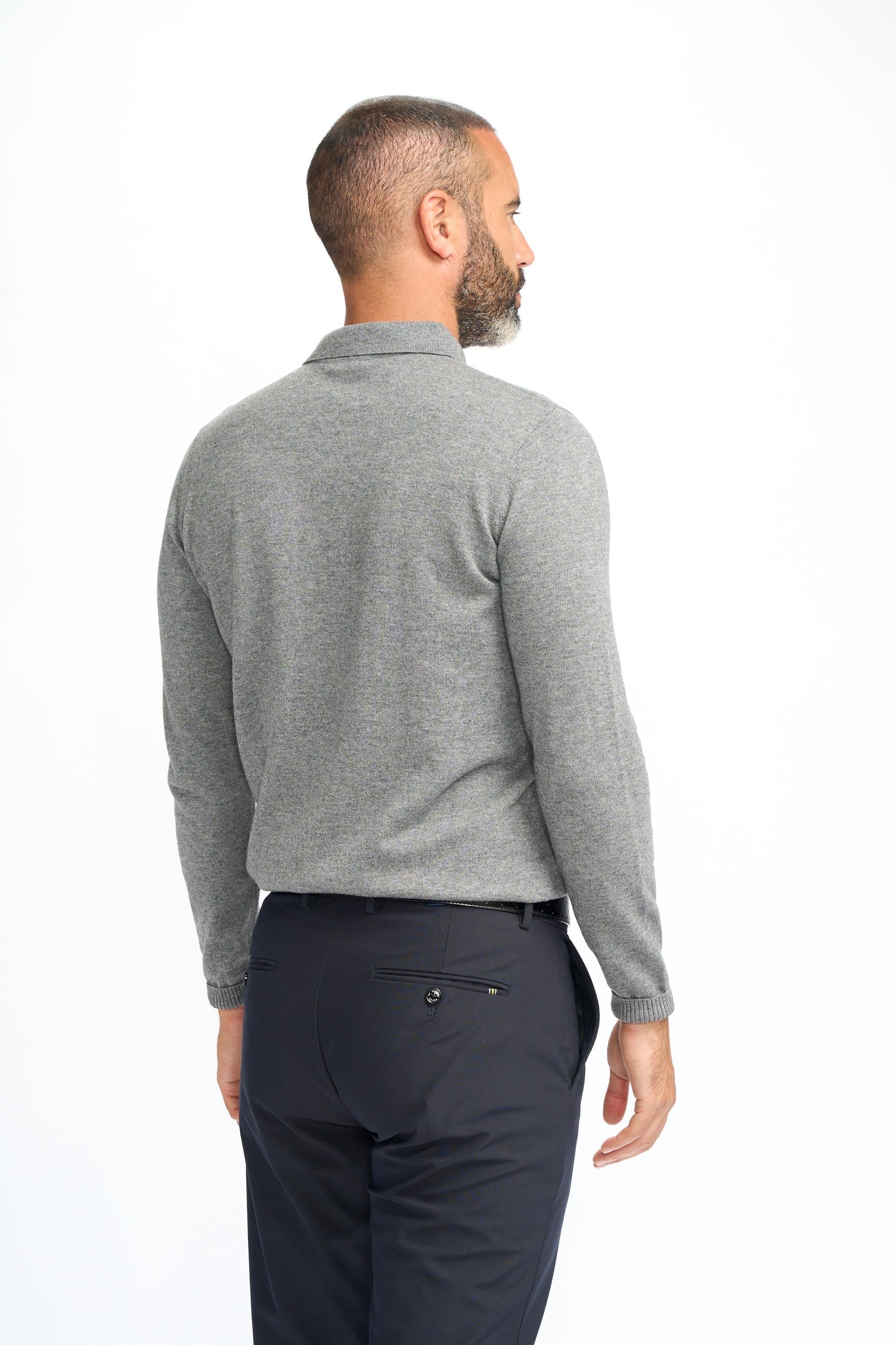 Chemise à manches longues en laine tricotée pour hommes - Boom - Gris