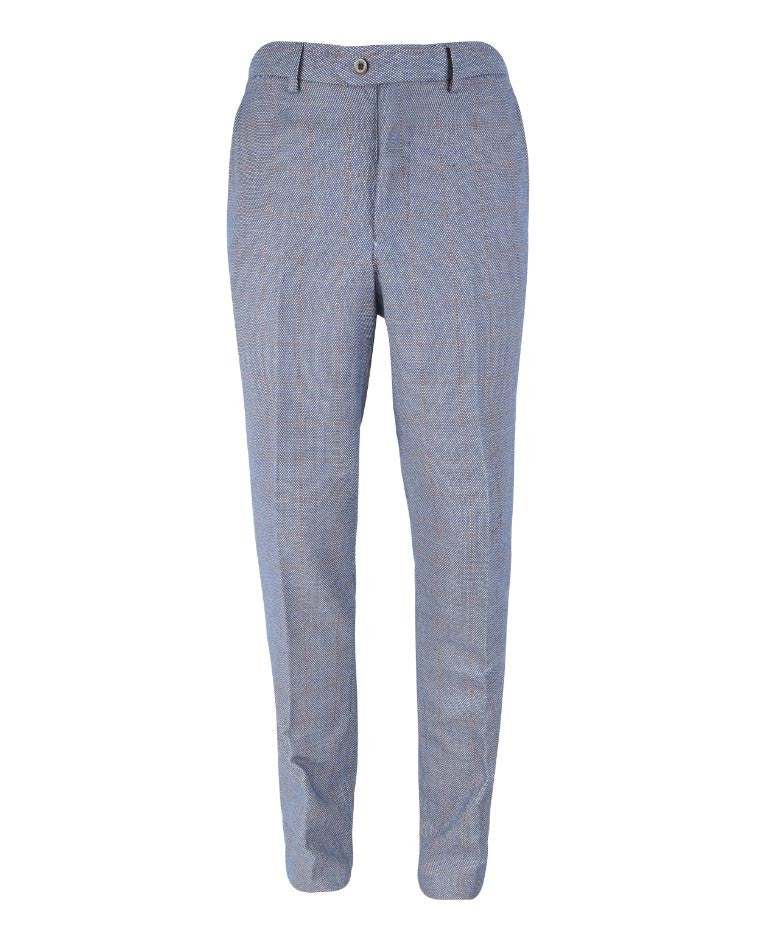 Herren Slim Fit Tweed Karo Hose - DELRAY - Blau