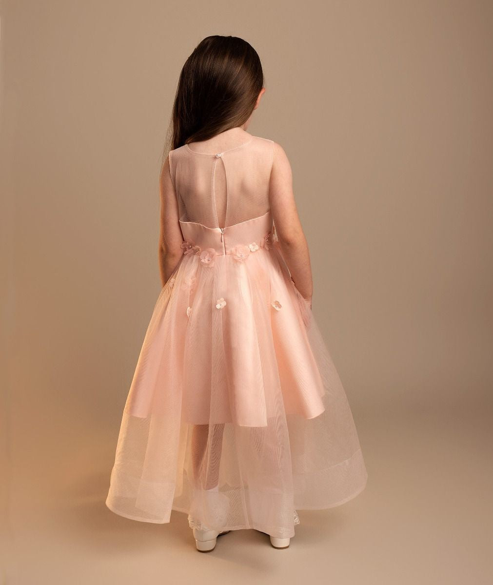 Robe de demoiselle d'honneur à encolure cœur en tulle - Laksha - Rose