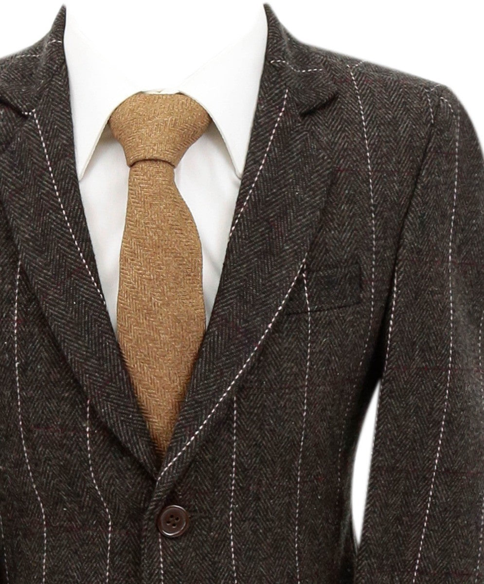 Blazer Formel en Tweed Chevron à Rayures pour Garçons - Marron