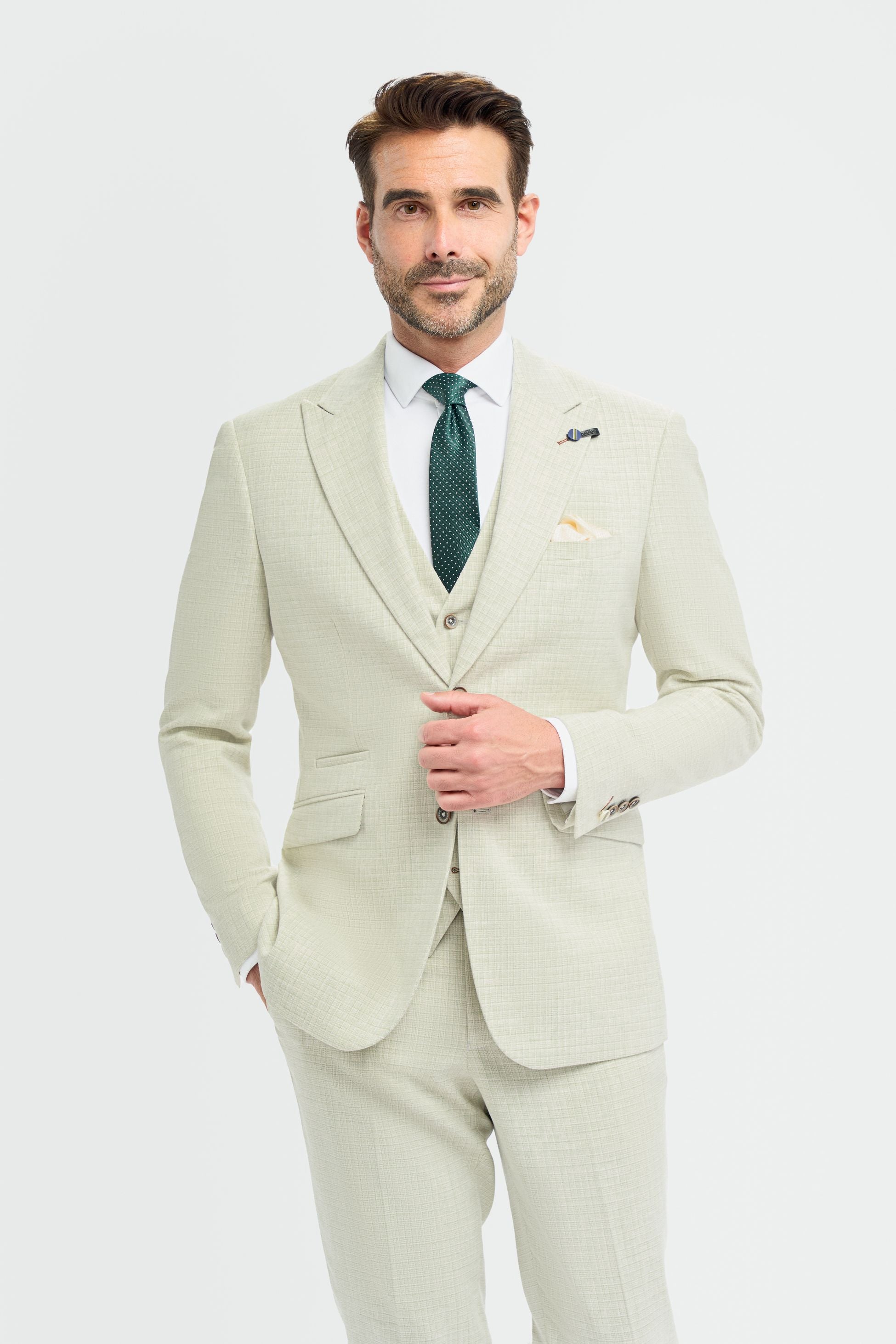 Veste de costume formelle ajustée en tissu texturé - Tropez - Vert Sauge