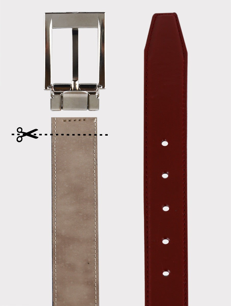 Boys Leather Belt - Shinny - Burgundy