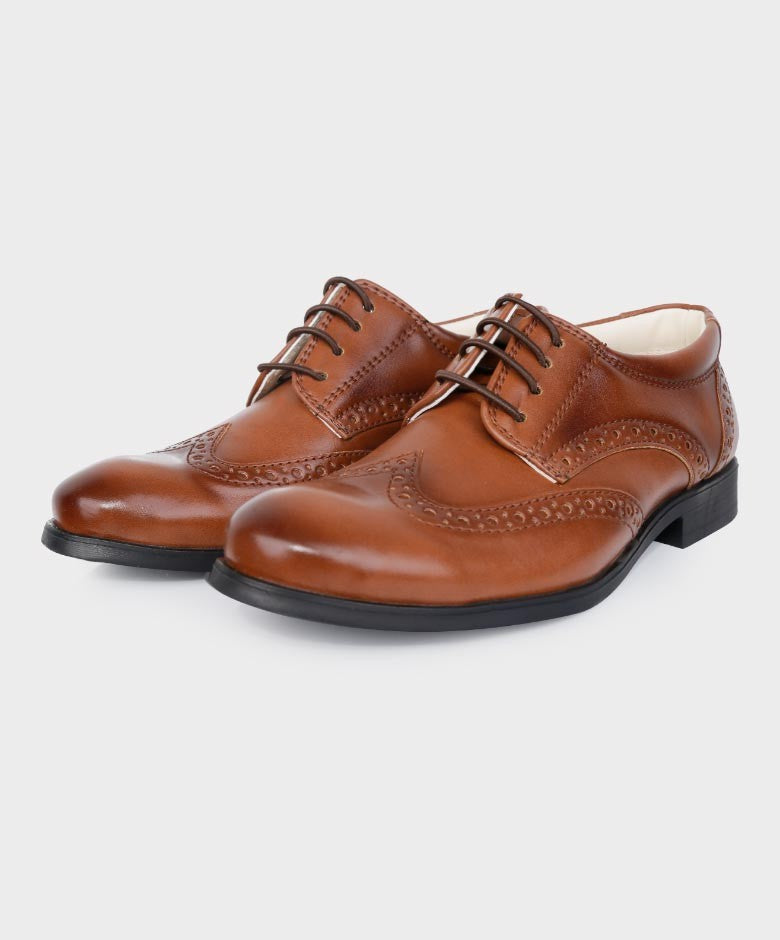 Jungen Derby Brogue Schnürsenkel Dressschuhe - Hellbraun