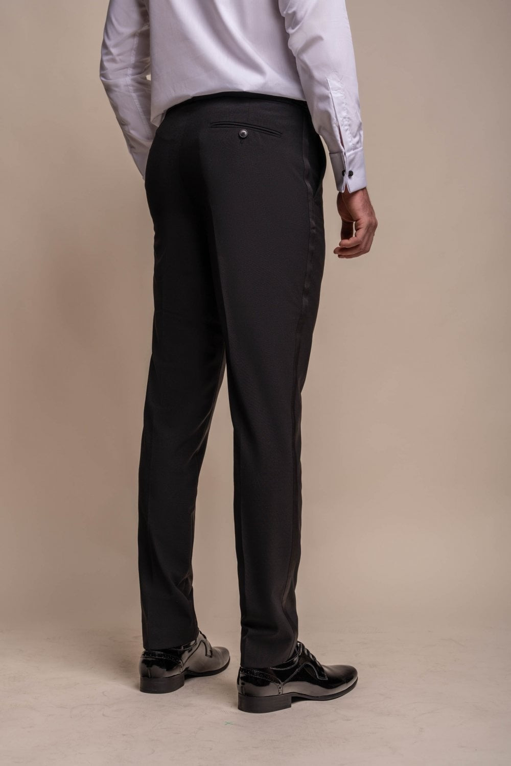 Pantalon de costume en laine mélangée ajusté pour hommes - ASPEN - Noir