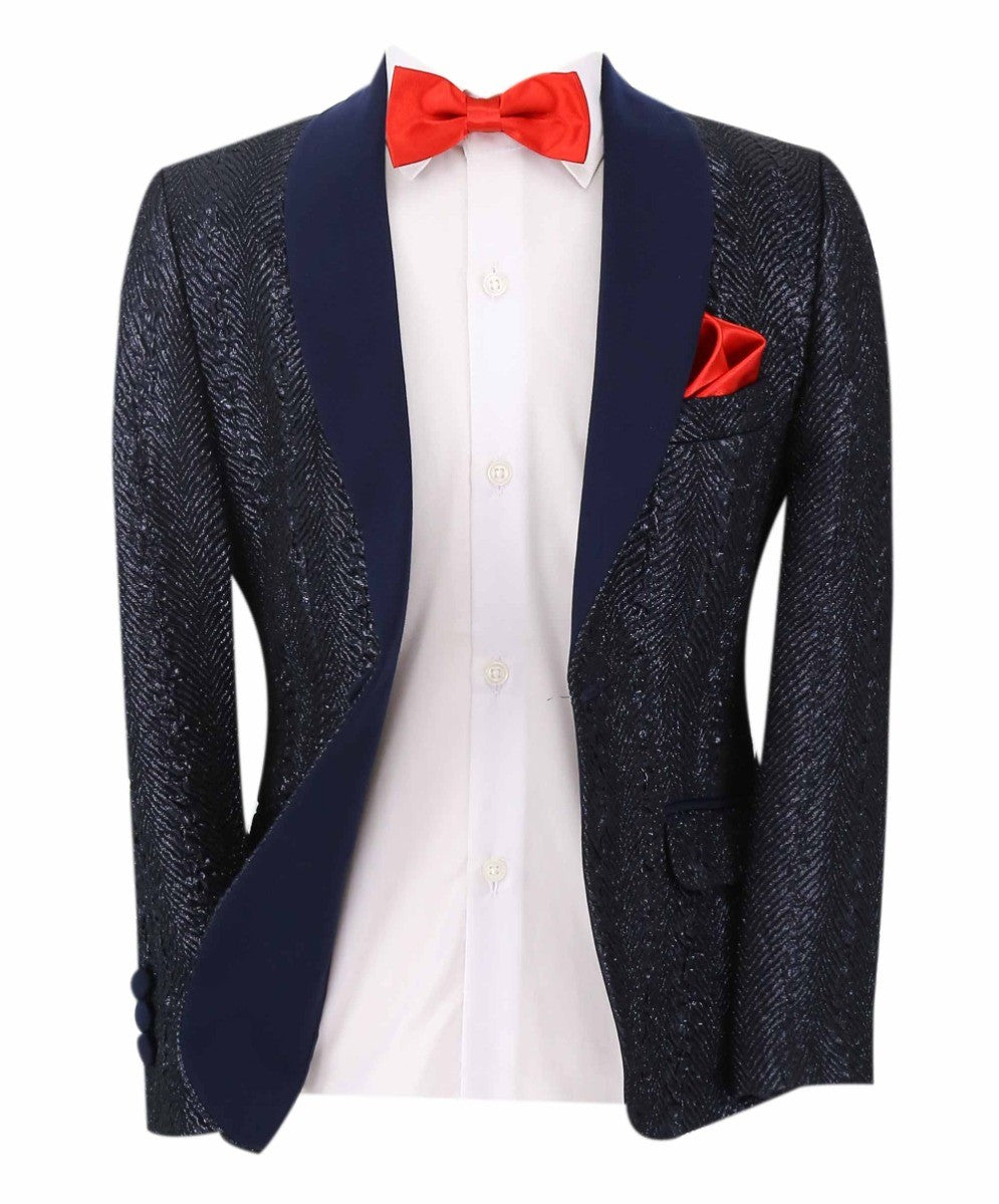 Jungen Tweed Tuxedo Slim Fit Anzug - ROBBIE - Dunkel Navyblau