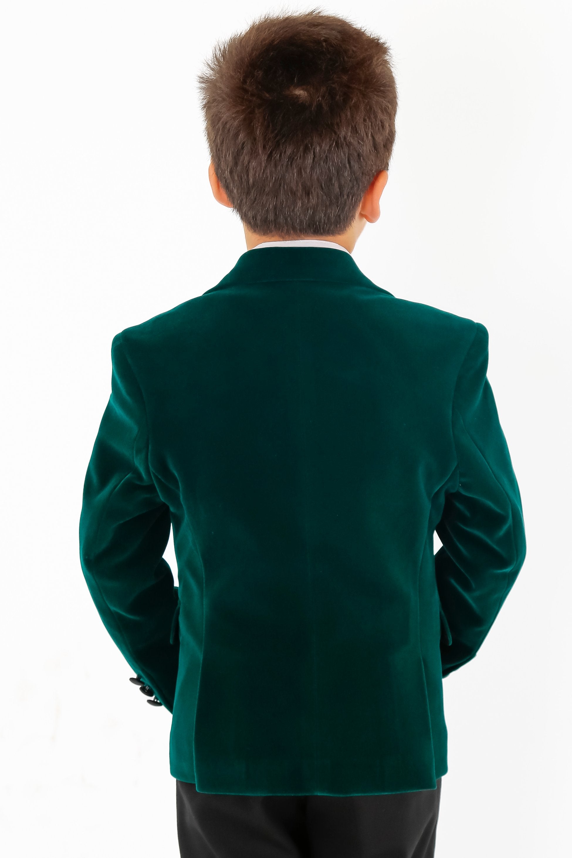 Blazer Formel Slim Fit en Velours pour Garçons - Hackney - Vert Foncé