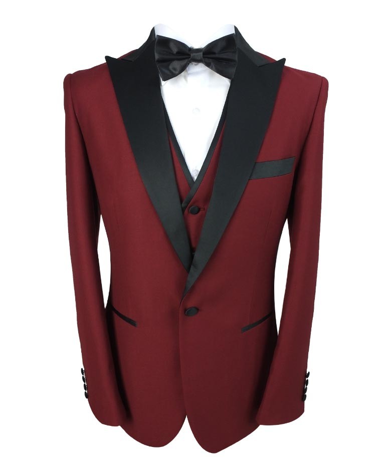 Men's Burgundy Tuxedo Dinner Suit - REGENT - Burgundy