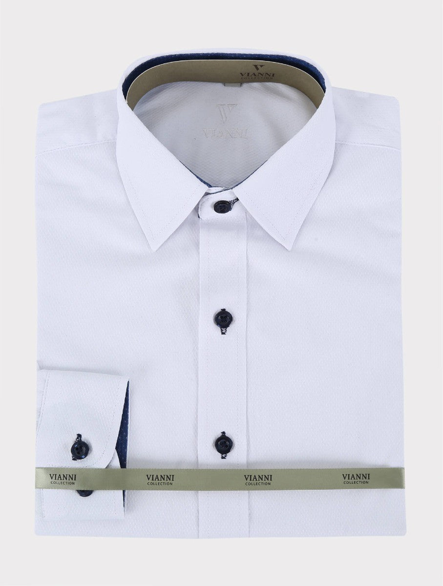 Chemise à Manches Longues en Coton pour Garçons - Blanc