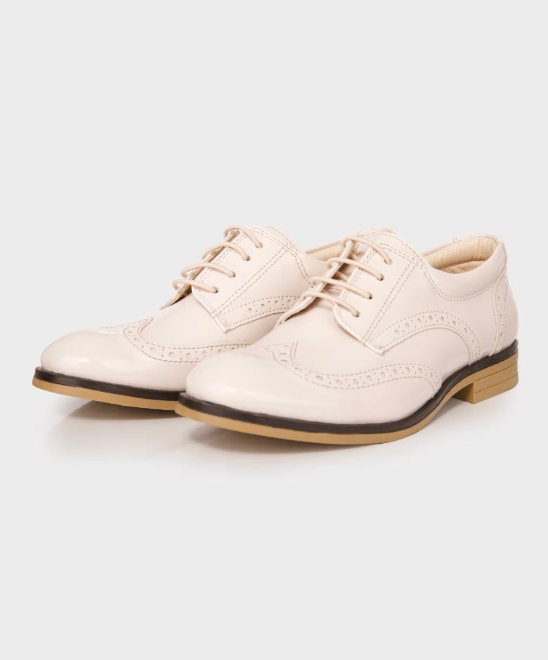 Chaussures Derby Brogue à Lacets pour Garçons - Ivoire