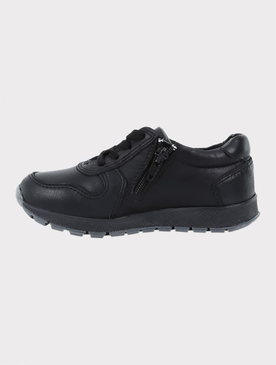 Jungen Echtleder Casual Sneaker Schuhe - Schwarz