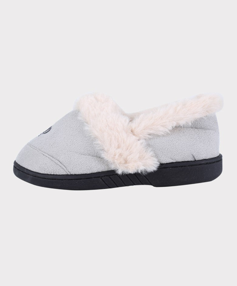 Chaussons Confortables en Pluche avec Couronne pour Garçons - Crème - Gris