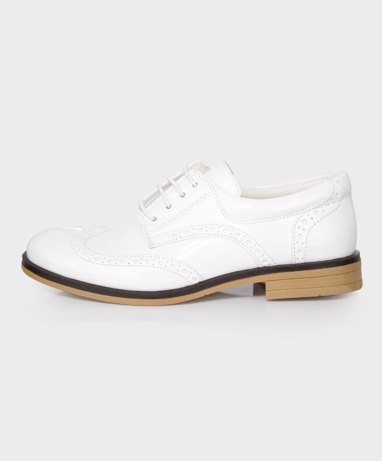 Chaussures Derby Brogue à Lacets pour Garçons - Blanc