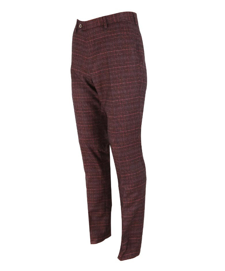 Pantalon en tweed ajusté à carreaux - CARLY Vin - Vin