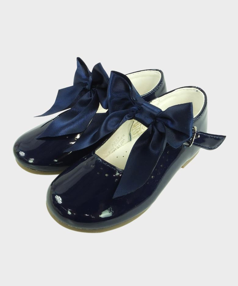 Mädchen Flache Lack Mary Jane Schuhe - Marineblau