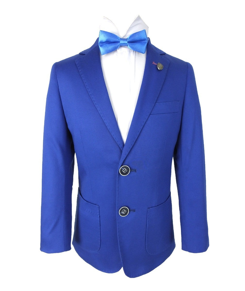 Jungen Slim Fit Baumwoll Blazer - Royalblau