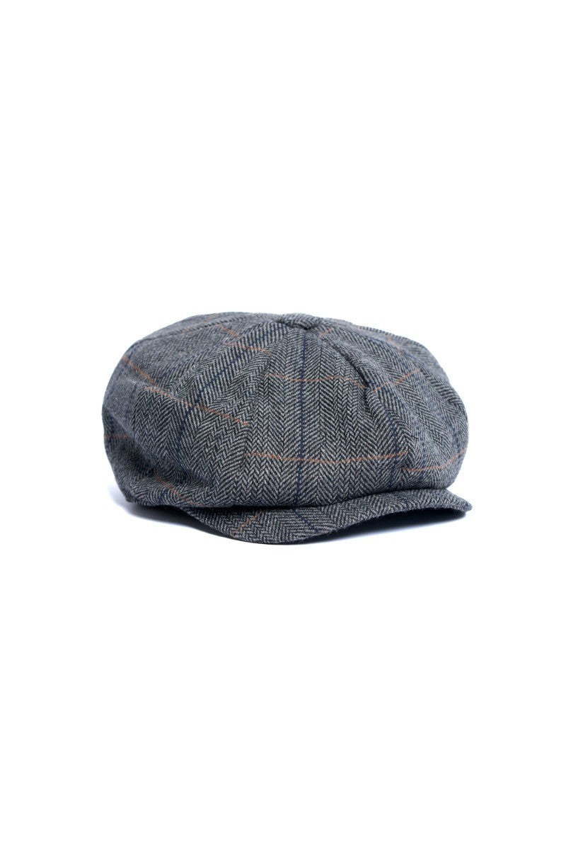 Casquette plate de garçon boulanger en tweed à carreaux - Albert - Gris