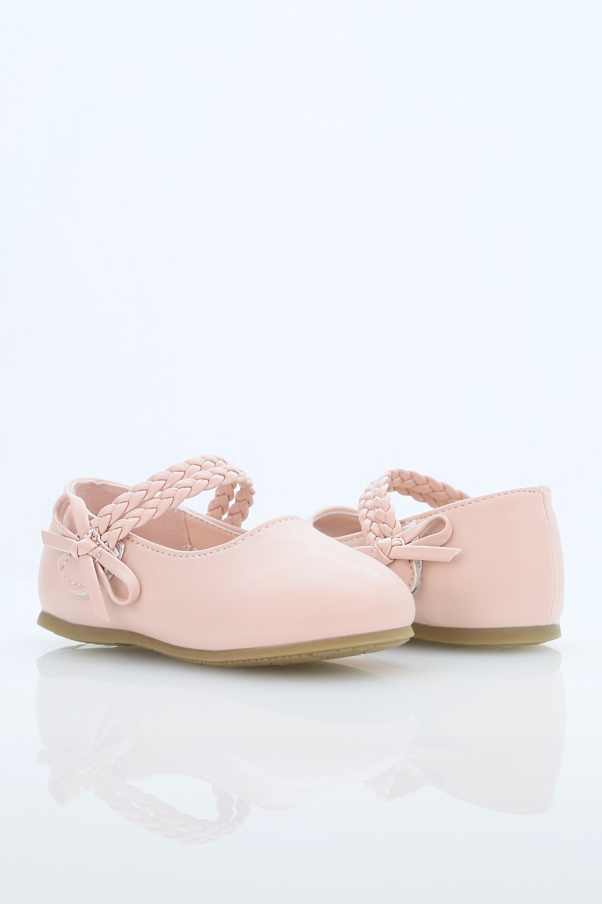 Chaussures Mary Jane avec bride tressée et nœud pour petites filles - OPHELIA - Rose