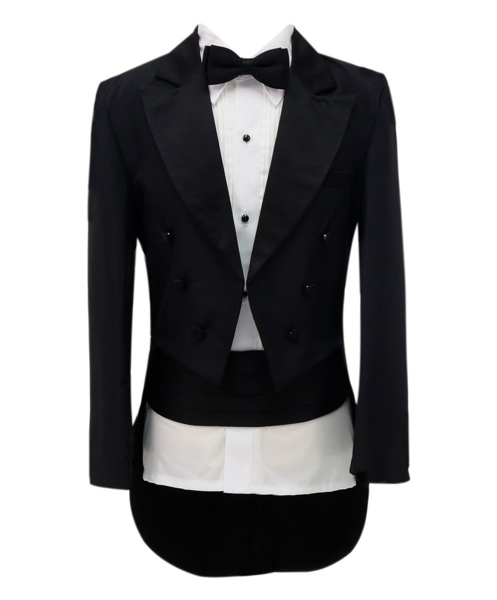 Boys Tuxedo Tail Suit - Black