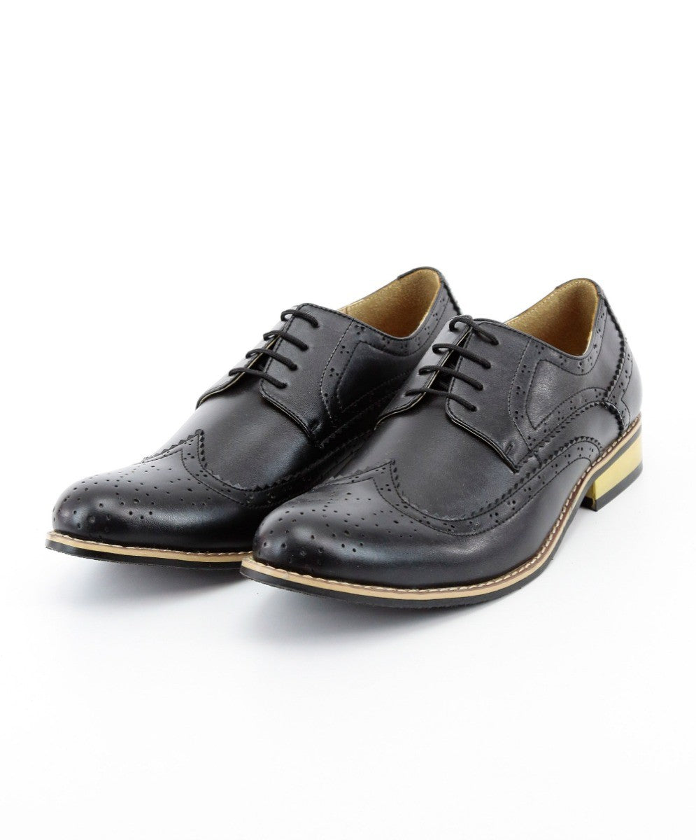 Herren Schnürsenkel Leder Wingtip Brogue Schuhe - Schwarz