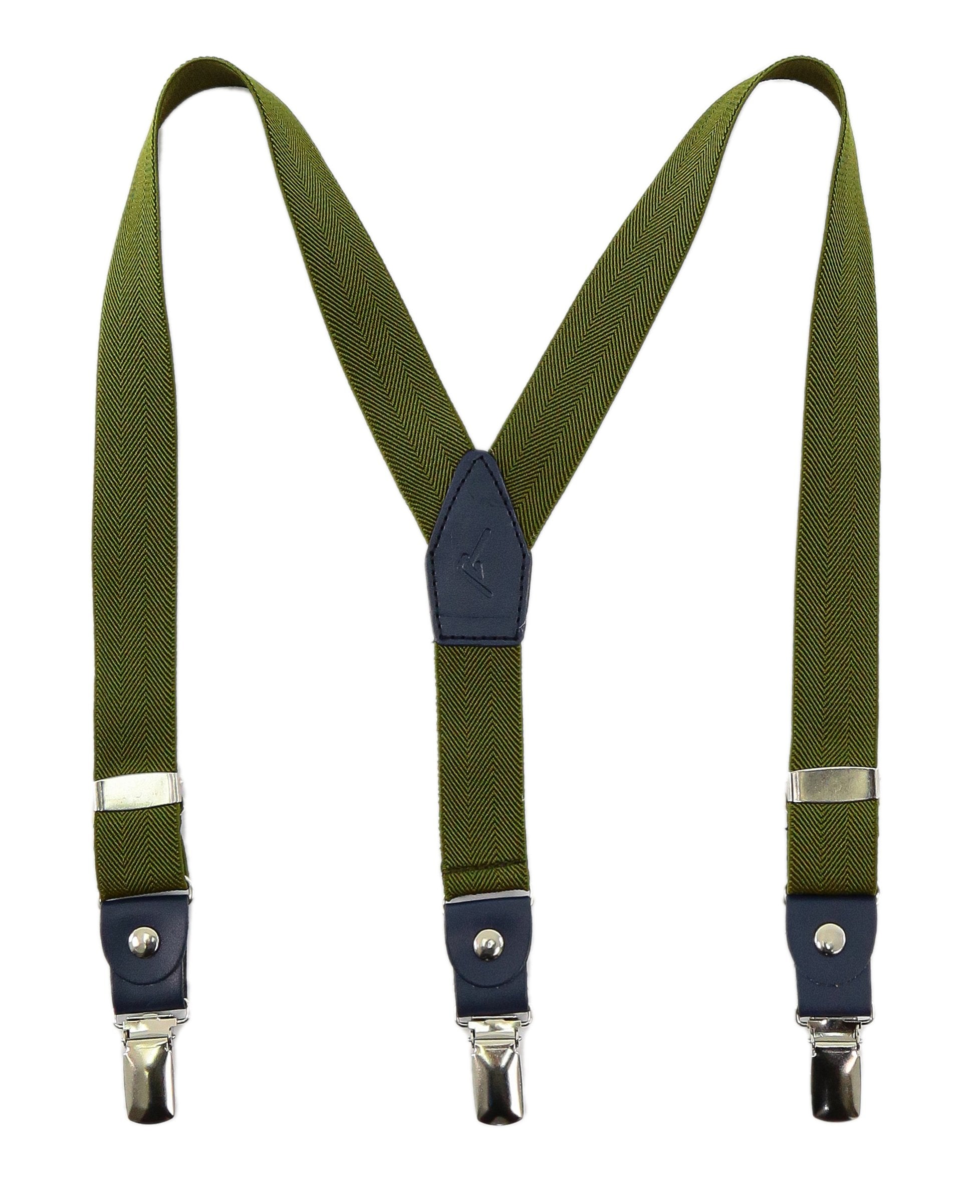 Boys Adjustable Y-Shape Suspenders - Khaki Green