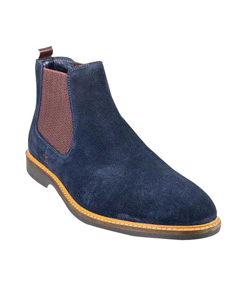 Men's Suede Chelsea Boots in Navy | SIRRI