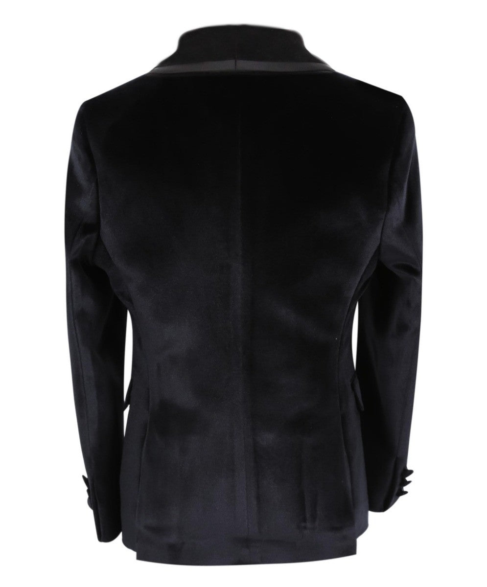 Costume de Smoking en Velours à Passepoil Slim Fit pour Garçons - LONDON - Noir