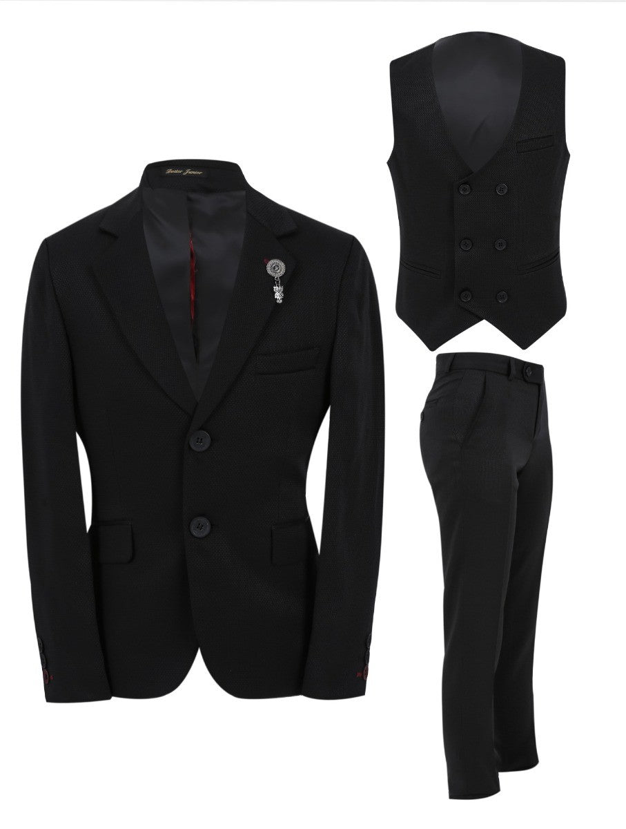 Jungen Slim Fit Formalanzug - Schwarz