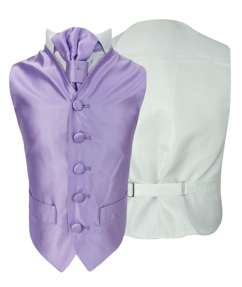 Ensemble Gilet en Satin et Cravate pour Garçons - Lilas