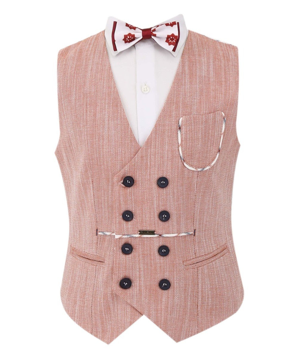 Ensemble Costume Blazer à Carreaux et Gilet Double-Parfait pour Garçons - Bordeaux