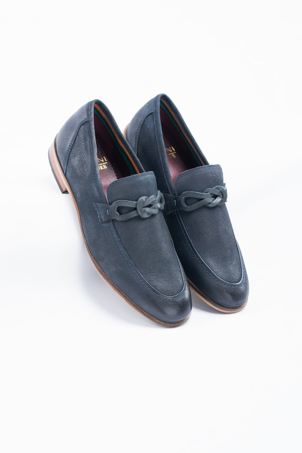 Mocassins à Enfiler en Cuir avec Bride pour Homme - ARLINGTON - Bleu Marine