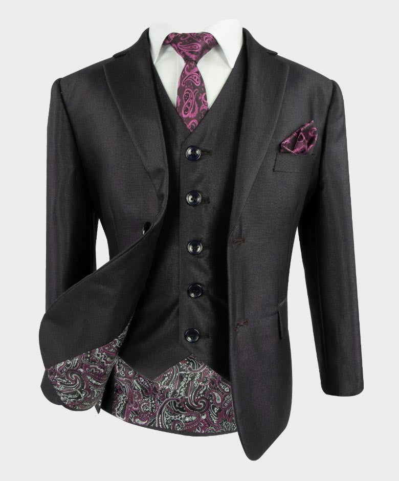 Ensemble Costume à Effet Brillant Violet Tailored Fit pour Garçons - SAMUEL - Violet Tonique